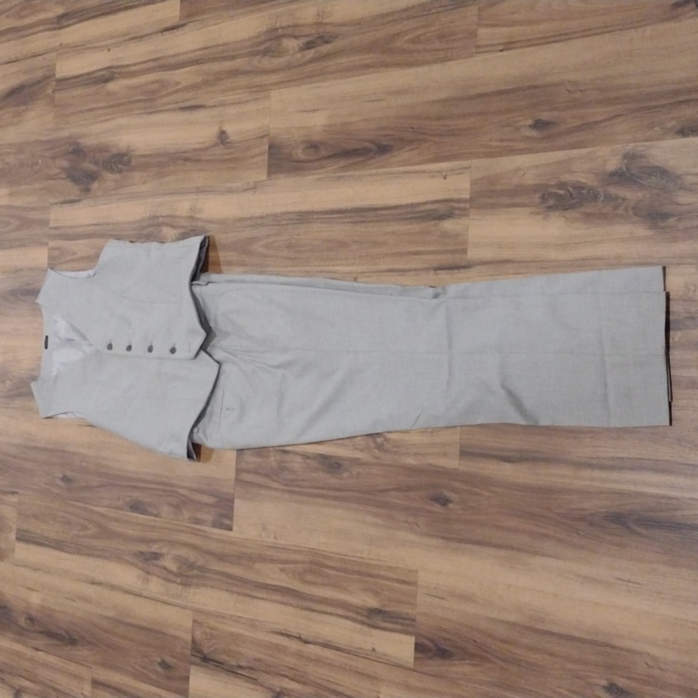Light gray slacks and vest